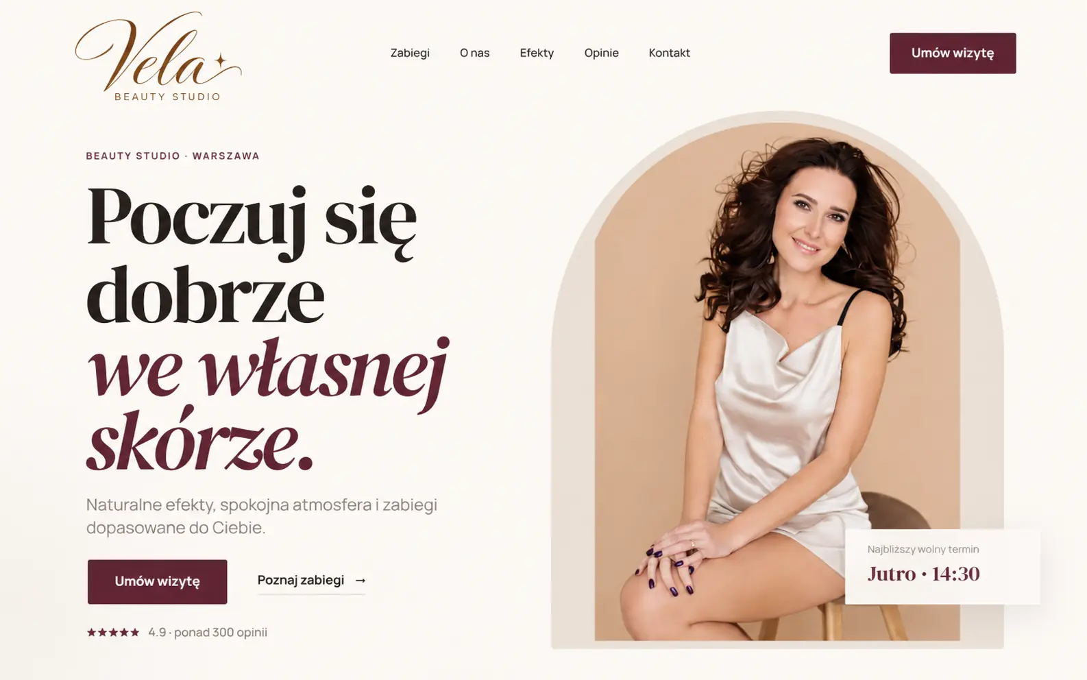 Podgląd strony internetowej Vela Beauty Studio